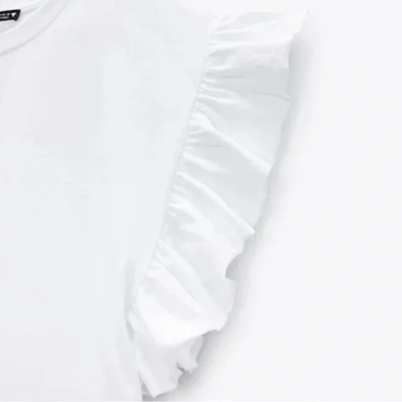 ZARA RUFFLE T SHIRT SIZE Medium - Picture 2 of 5